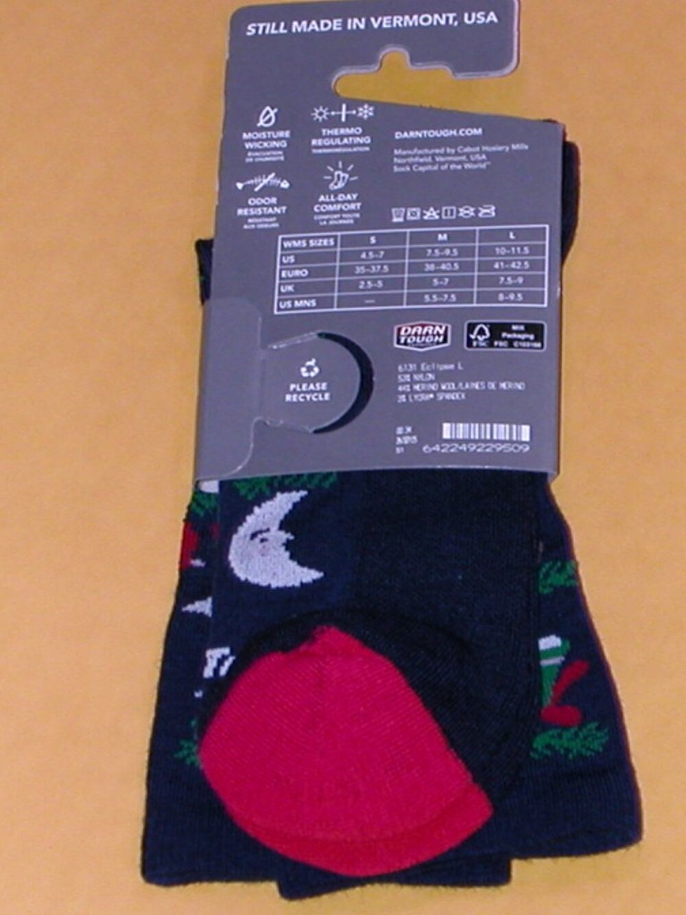Darn Tough Tinsel Town Crew Light Cushion Socks Women's Large Eclipse Color NWT - Picture 5 of 6